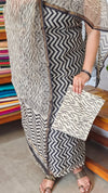 Black and Beige Zig Zag Block Printed Kota Doria Suit - GD331