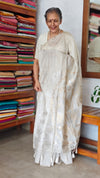 Ivory Chanderi Saree with Gold and Silver Jamdani Weaving - RLA2