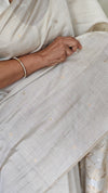 Ivory Chanderi Saree with Gold and Silver Jamdani Weaving - RLA2