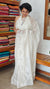 Milky White Mal Chanderi Applique Embroidered Saree - H8812 - B