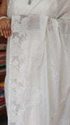 Milky White Mal Chanderi Applique Embroidered Saree - H8812 - B