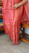 Burnt Orange Checked Tussar Silk Suit - 81NZ