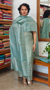 Teal Checked Tussar Silk Suit - 81NZ