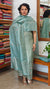 Teal Checked Tussar Silk Suit - 81NZ