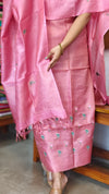Flamengo Pink Checked Tussar Silk Suit - 81NZ - B