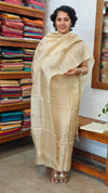 Cream Zari Checked Tussar Silk Suit - 81NZ - B
