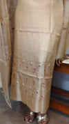 Cream Zari Checked Tussar Silk Suit - 81NZ - B
