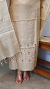 Cream Zari Checked Tussar Silk Suit - 81NZ - C
