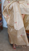 Cream Zari Checked Tussar Silk Suit - 81NZ - C
