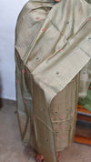 Sage Green Zari Checked Tussar Silk Suit - 81NZ - B