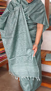 Teal Blue Semi Silk Woven Suit - 8912