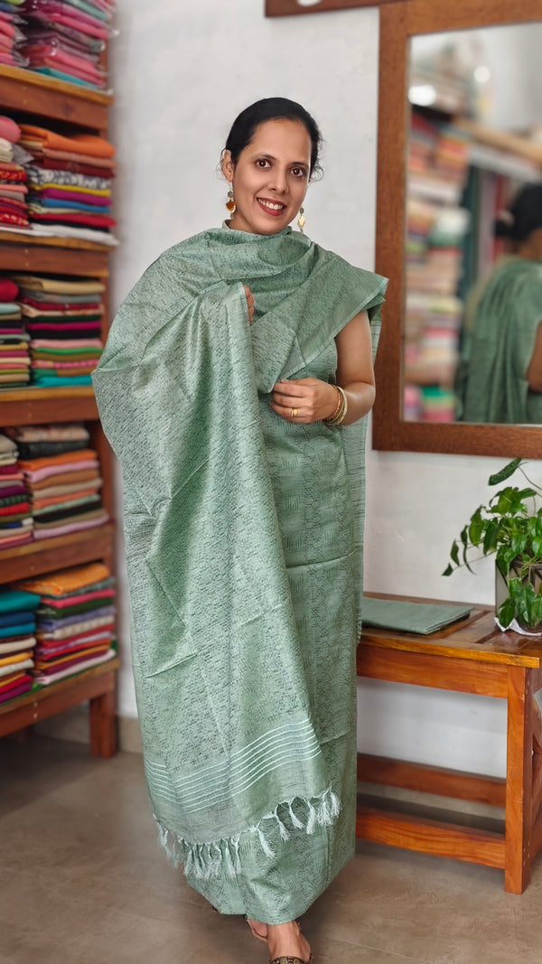 Teal Green Semi Silk Suit - 8912