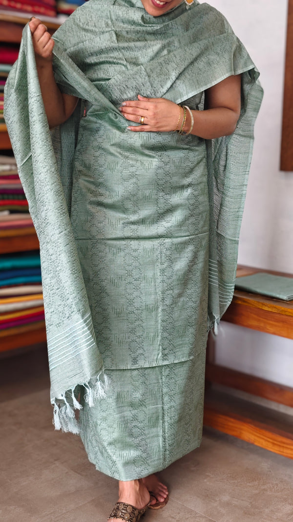Teal Green Semi Silk Suit - 8912