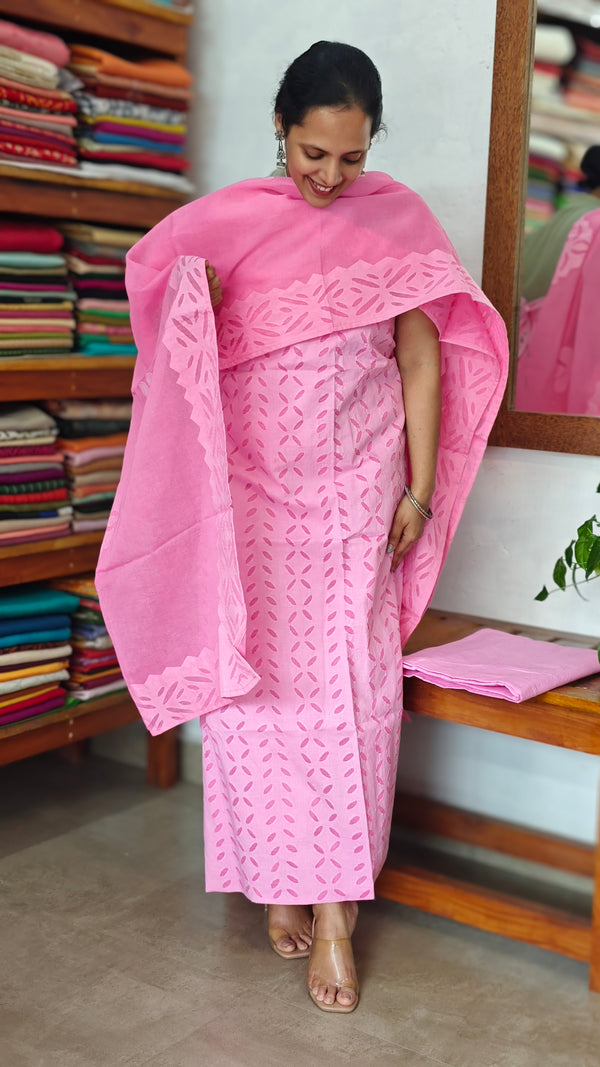 Pink Cotton Applique Suit - MMC5