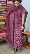 Wine Cotton Applique Suit - MMC5 - 2
