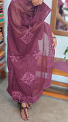 Wine Cotton Applique Suit - MMC5 - 2