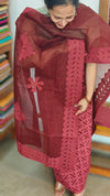 Reddish Maroon Cotton Applique Suit - MMC5