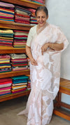 Pastel Pink Peach Applique Organza Saree - PSG2