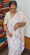 Pastel Pink Peach Applique Organza Saree - PSG2