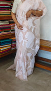 Pastel Pink Peach Applique Organza Saree - PSG2