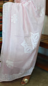 Baby Pink Organdy Saree with Cotton Applique - 7188