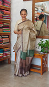Light Beige Printed Tussar Silk Saree - PK772