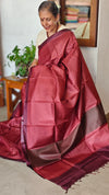 Persian Brick Red Printed Tussar Silk Saree - PK772