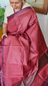 Persian Brick Red Printed Tussar Silk Saree - PK772