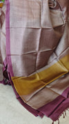 Saddle Brown Printed Tussar Silk Saree with Wine borders - PK772