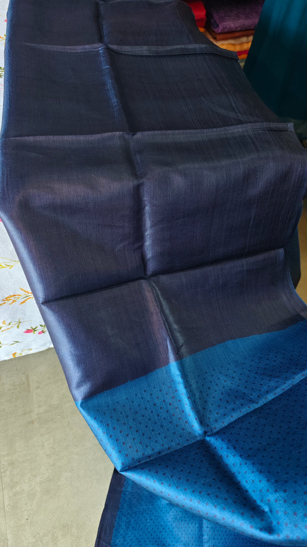 Azure Blue Printed Tussar Silk Saree - PK772