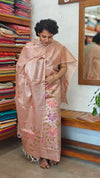 Peach Semi Tussar Suit with Painting - ETV6