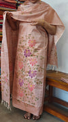 Peach Semi Tussar Suit with Painting - ETV6
