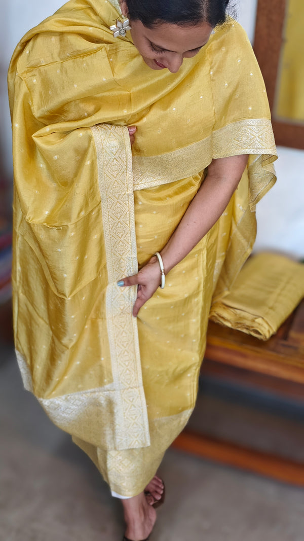 Egg Nog Yellow Banarasi Suit