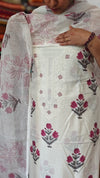 Off White Cotton Block Printed Top with kota doria dupatta