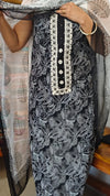 Black and white printed cotton suit