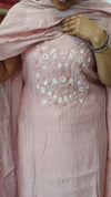 Nude Pink Muslin Suit with Embroidery