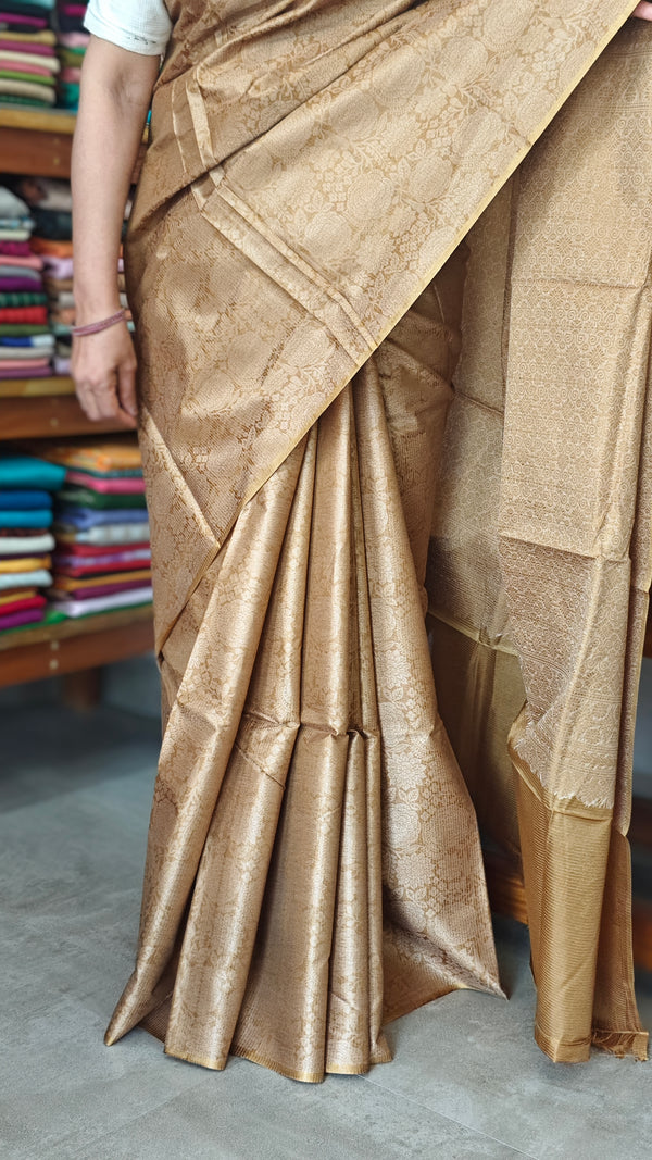 Mustard Brown Noel Tussar Silk Saree with Jacquard Weaving - JNT46