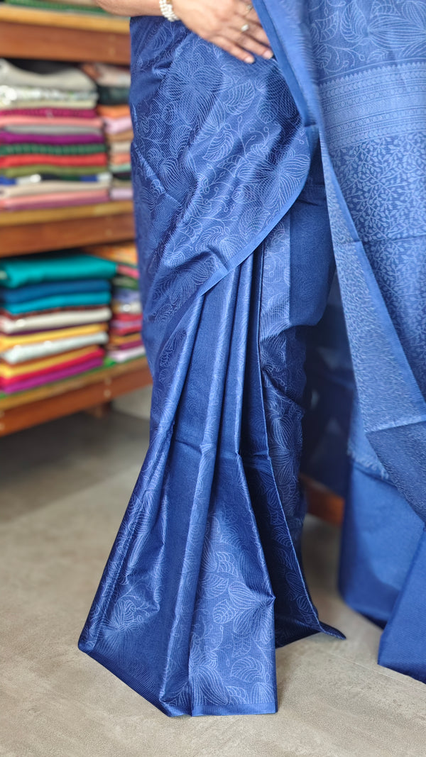 Royal Blue Noel Tussar Silk Saree with Jacquard Weaving - JNT46