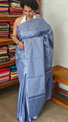 Steel Blue Noel Tussar Silk Saree with Jacquard Weaving - JNT46