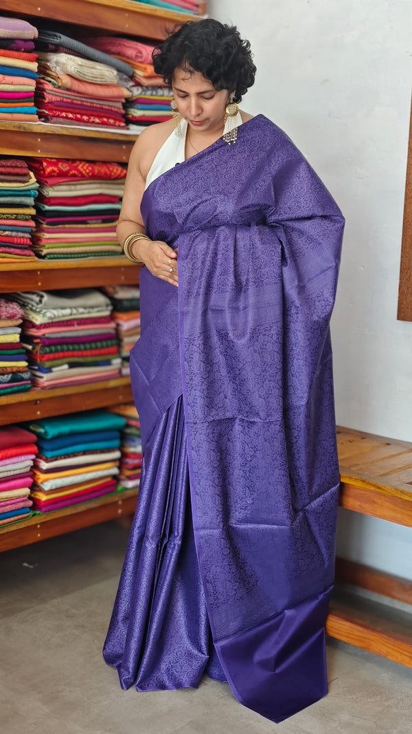 Violet Noel Tussar Silk Saree with Jacquard Weaving - JNT46