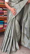 Fern Green Noel Tussar Silk Saree with Jacquard Weaving - JNT46