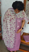 Lilac Linen Cotton Suit with Floral Dupatta - BVC5