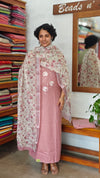 Mauve Pink Linen Cotton Suit with Floral Dupatta - BVC5