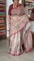 Printed Linen Tissue Saree - 3428 - Pink