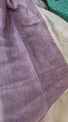Printed Linen Tissue Saree - 3428 - Lavender