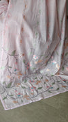 Pink Muslin Saree with Parsi Embroidery - 6437