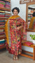 Orange Red Floral Printed Tussar Silk Suit - TN293