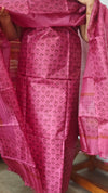 Hot Pink Printed Tussar Silk Suit - TN293