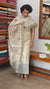 Cream and Teal Woven Semi Silk Suit - CSU8