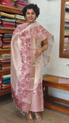 Rosy Beige and Lilac Floral Printed Semi Silk Suit - CSU8